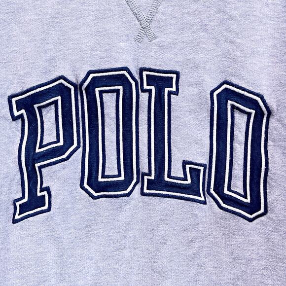 POLO Ralph Lauren Applique Logo Sweatshirt Gray Crewneck Cotton Blend Mens XL - Picture 3 of 11